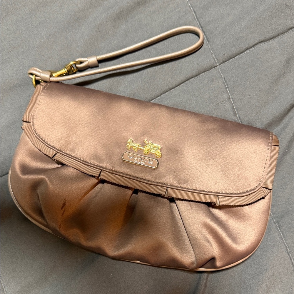 Coach Metallic Bronze Wristlet Clutch